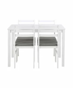 AC Design Furniture Alicante rektangulært spisebordssett med bord og 4 stoler, 110 x 70 x 74,5 cm