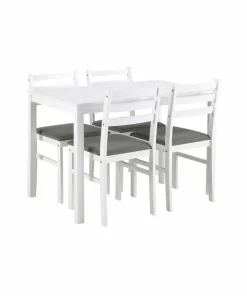 AC Design Furniture Alicante rektangulært spisebordssett med bord og 4 stoler, 110 x 70 x 74,5 cm