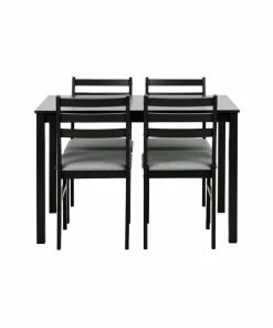 AC Design Furniture Alicante rektangulært spisebordssett med bord og 4 stoler, 110 x 70 x 74,5 cm