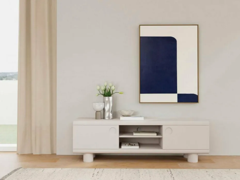 AC Design Furniture Magee Tv skap, topp, ramme, 2 dører, 3 hyller, 2 åpne rom, 160x40x50 cm