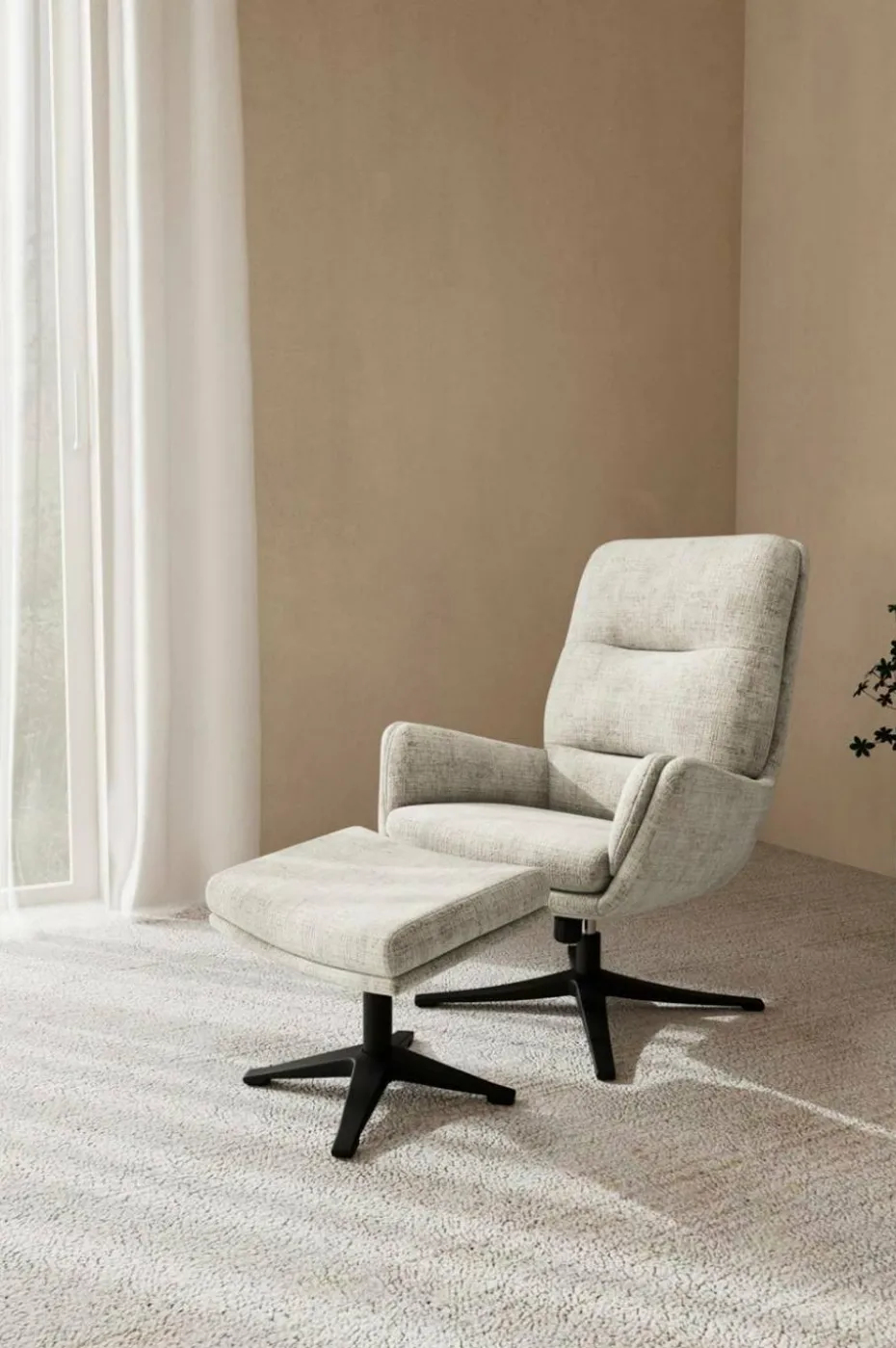 AC Design Furniture Suton hvilestol med fotskammel, med høy rygg, svingbar og glidelås