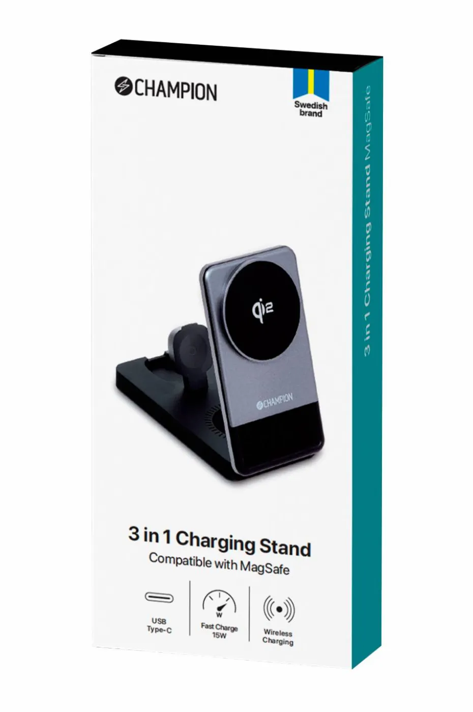 Champion Nordic Trådløs lader Champion 3-in-1 Qi2