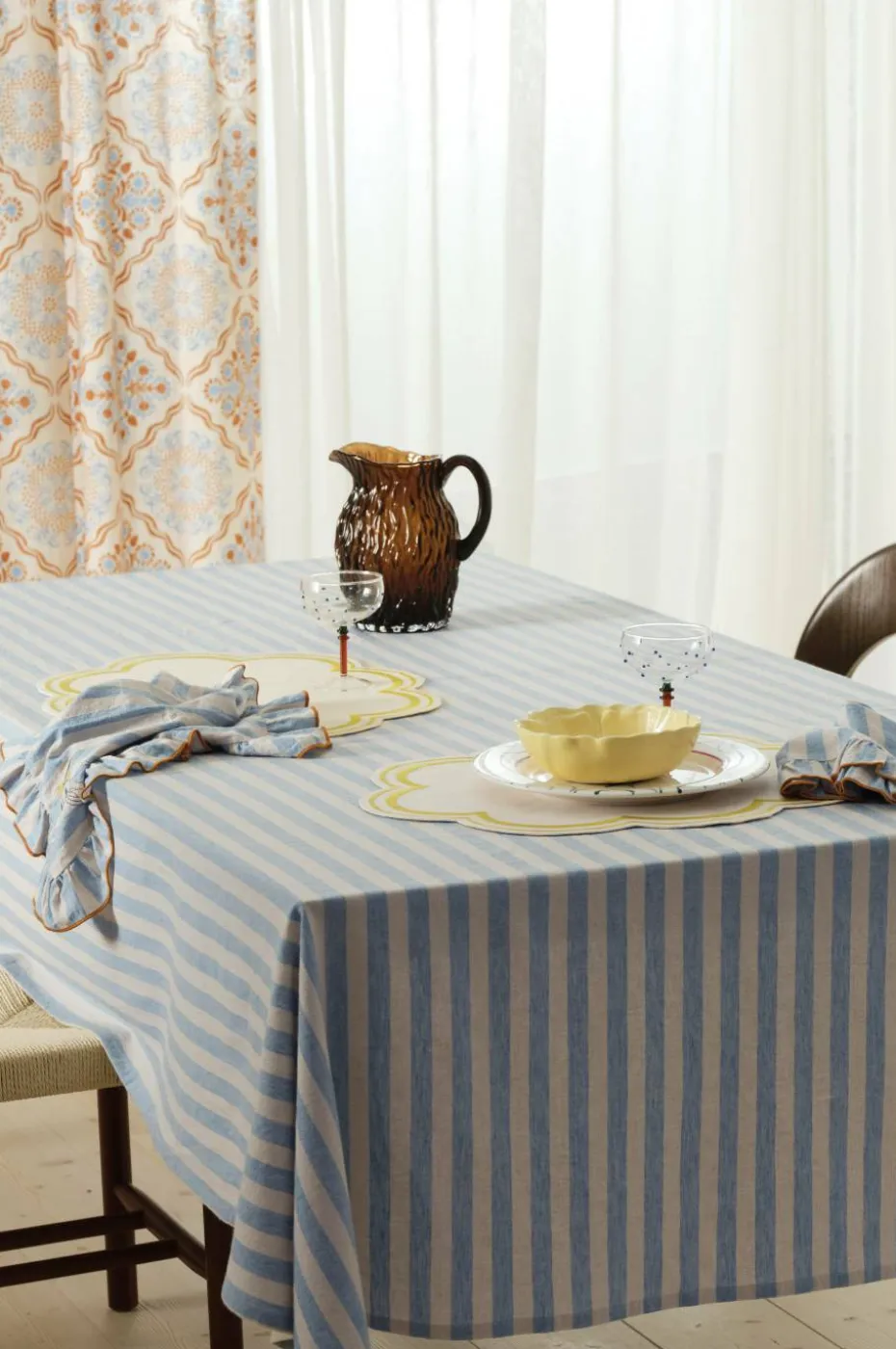 Ellos Home Duk Elly Classic Stripe i resirkulert halvlinne