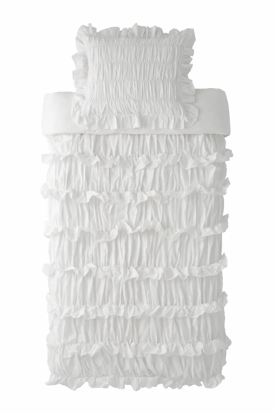 Ellos Home Dynetrekk Juliette Elastic Frill i vasket bomull 2 deler