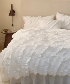 Ellos Home Dynetrekk Juliette Curve Frill i vasket bomull 2 deler