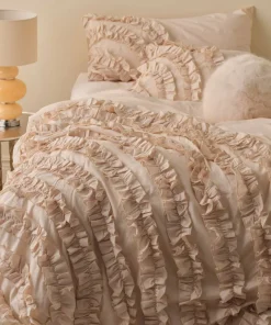 Ellos Home Dynetrekk Juliette Curve Frill i vasket bomull 2 deler