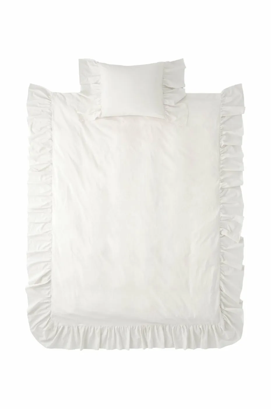 Ellos Home Dynetrekksett Juliett Giant Frill i vasket bomull 2 deler