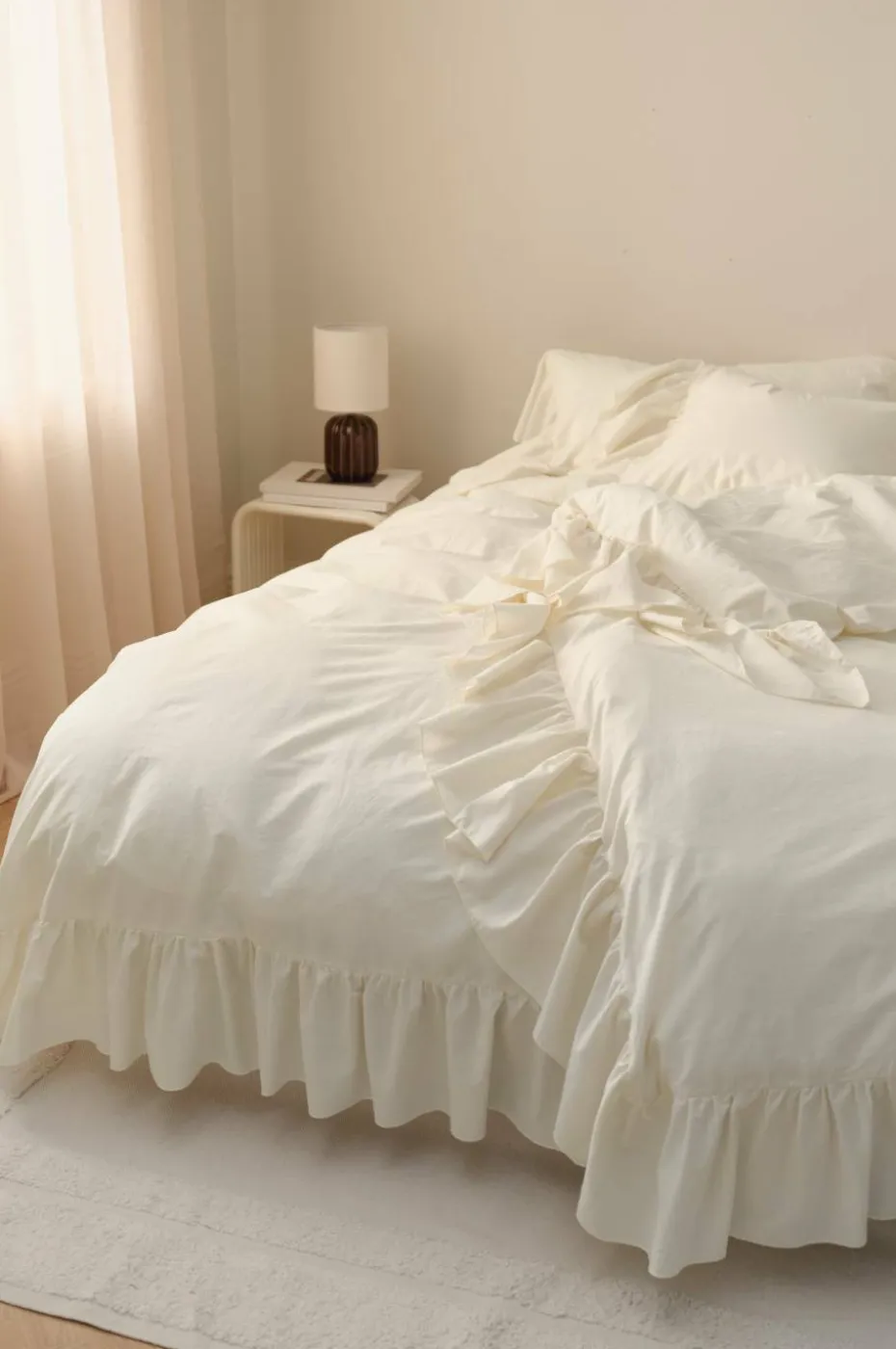 Ellos Home Dynetrekksett Juliett Giant Frill i vasket bomull 2 deler