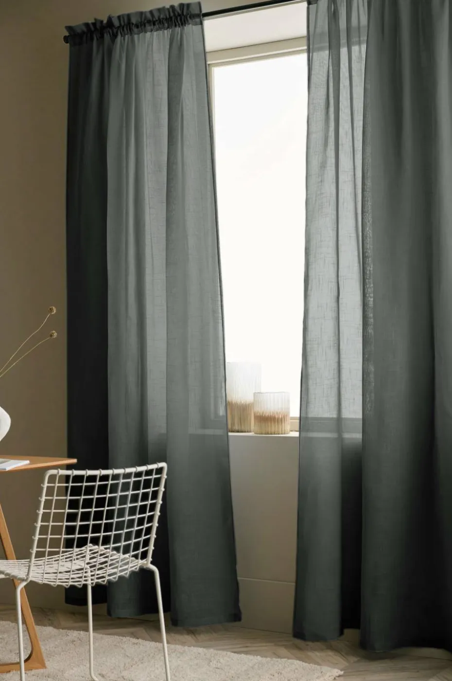 Ellos Home Gardin med løpegang Lara 2-pk