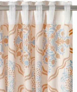 Ellos Home Gardin med multibånd Elly Tile i resirkulert halvlinne 2-pakning