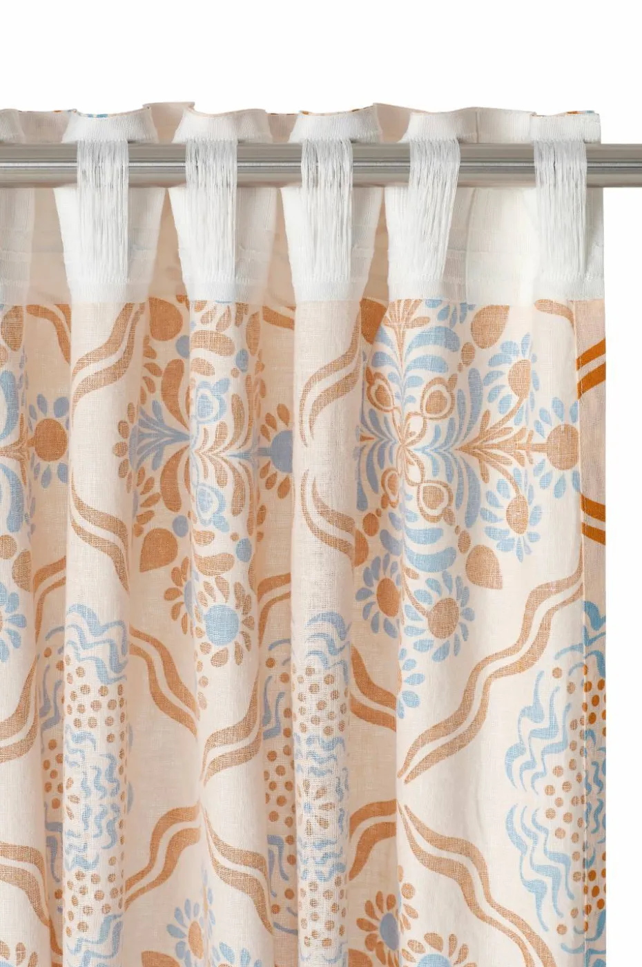 Ellos Home Gardin med multibånd Elly Tile i resirkulert halvlinne 2-pakning