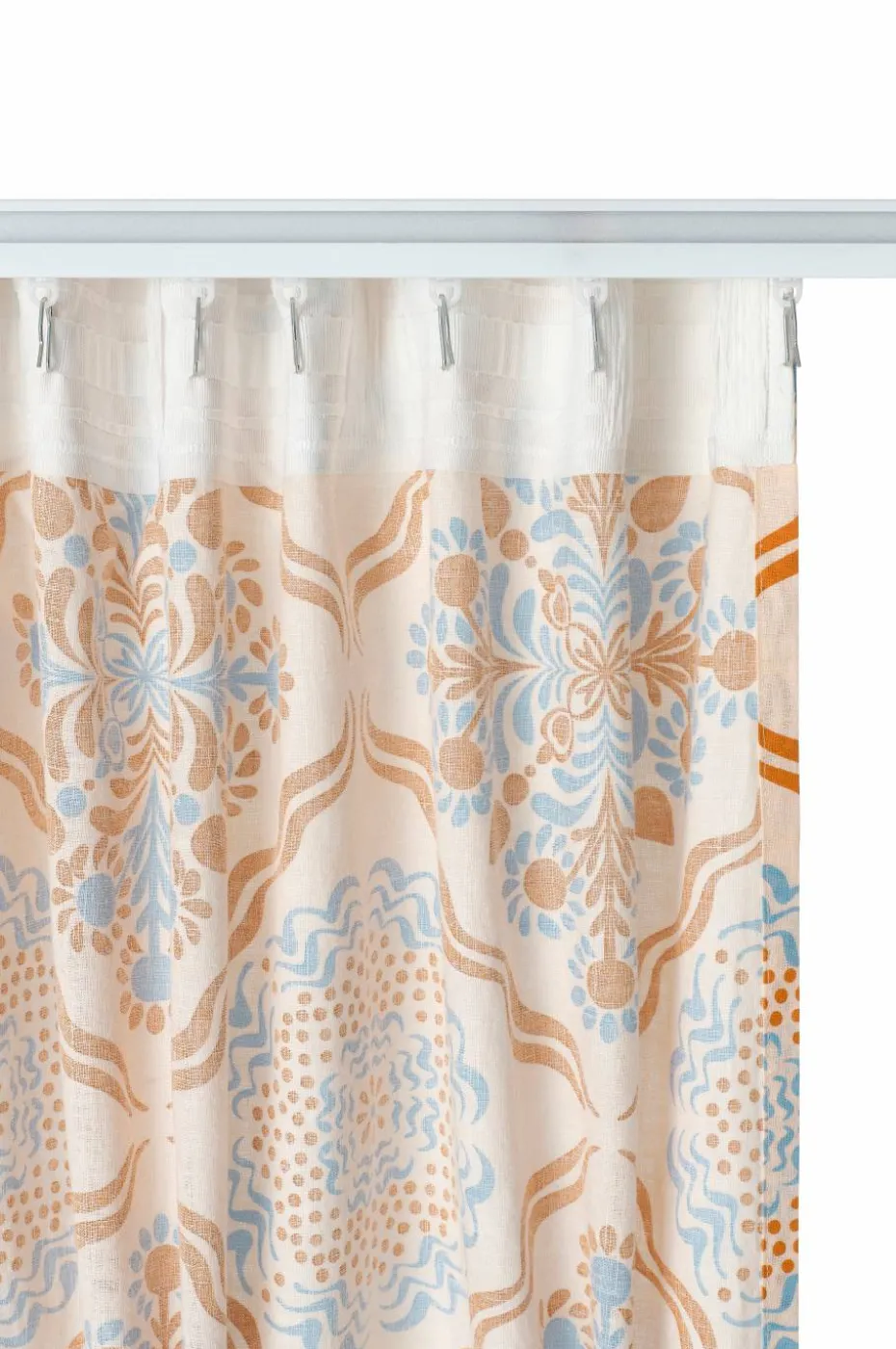 Ellos Home Gardin med multibånd Elly Tile i resirkulert halvlinne 2-pakning