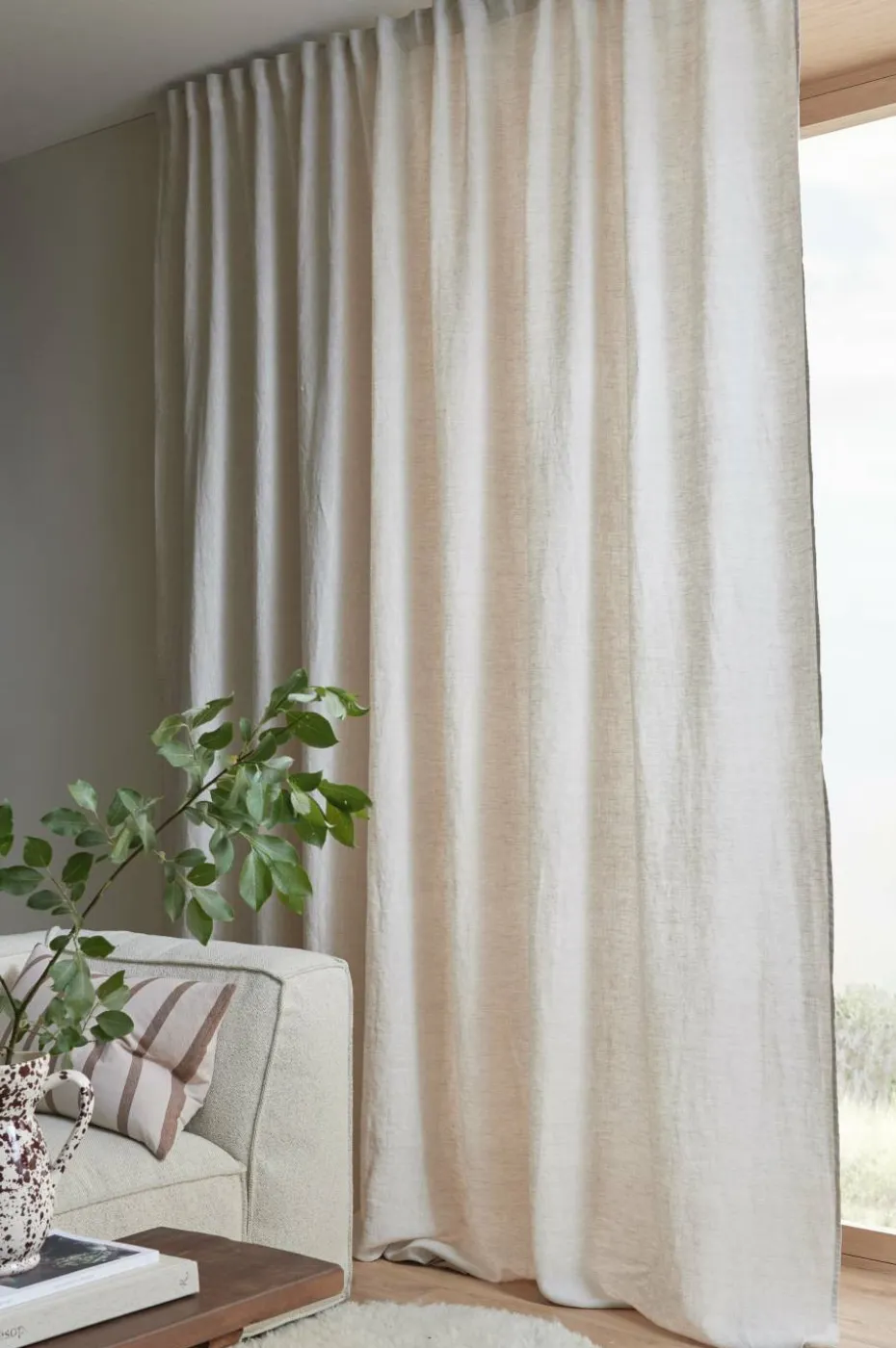 Ellos Home Gardin med multibånd Malva Wide ekstra bred, 1 stk i 100% lin