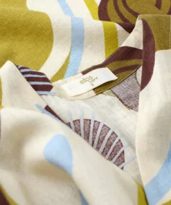 Ellos Home Kimono Elly Retro i resirkulert halvlinne