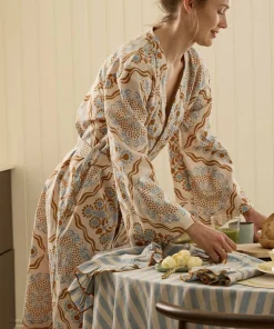 Ellos Home Kimono Elly Tile Kimono i resirkulert halvlinne