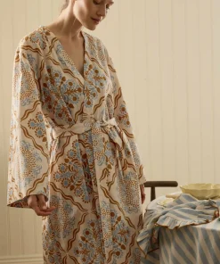 Ellos Home Kimono Elly Tile Kimono i resirkulert halvlinne