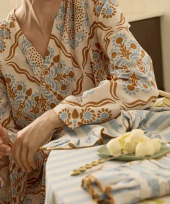 Ellos Home Kimono Elly Tile Kimono i resirkulert halvlinne