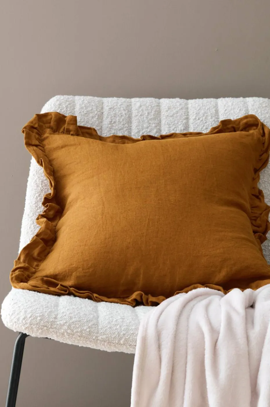 Ellos Home Putetrekk Candice Frill i vasket lin