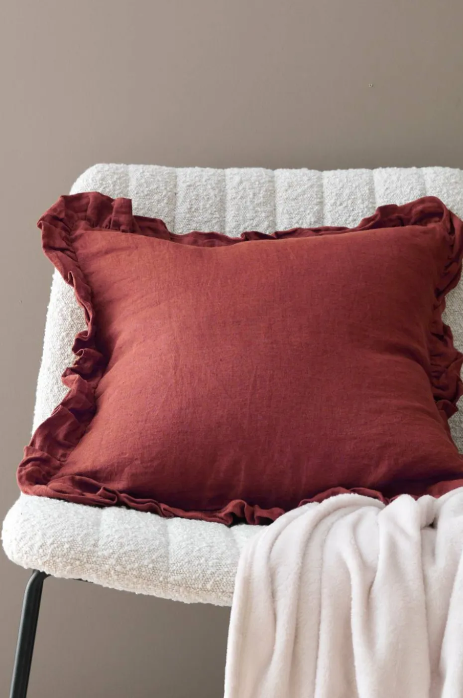 Ellos Home Putetrekk Candice Frill i vasket lin