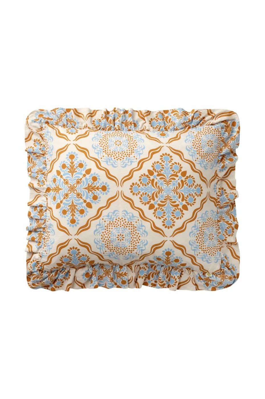 Ellos Home Putetrekk Elly Tile Frill i resirkulert halvlinne