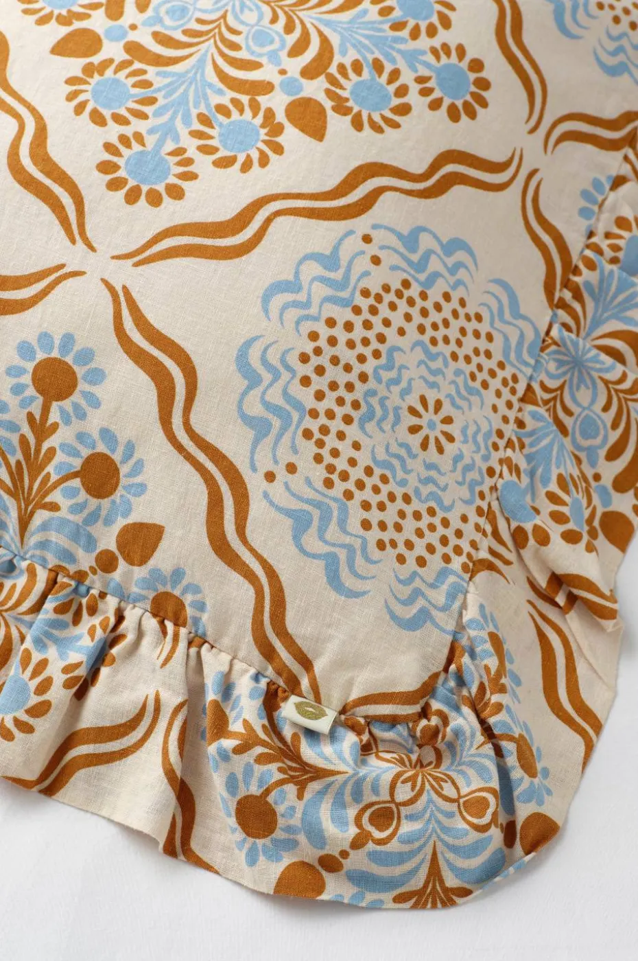 Ellos Home Putetrekk Elly Tile Frill i resirkulert halvlinne