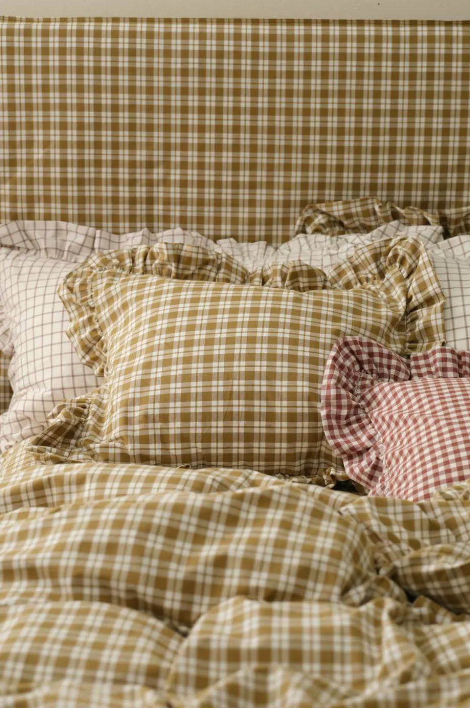 Ellos Home Putetrekk Sonneli Check Frill PC i bomull