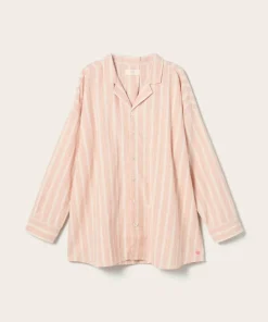 Ellos Home Pysjamasskjorte Elly Stripe i resirkulert halvlinne