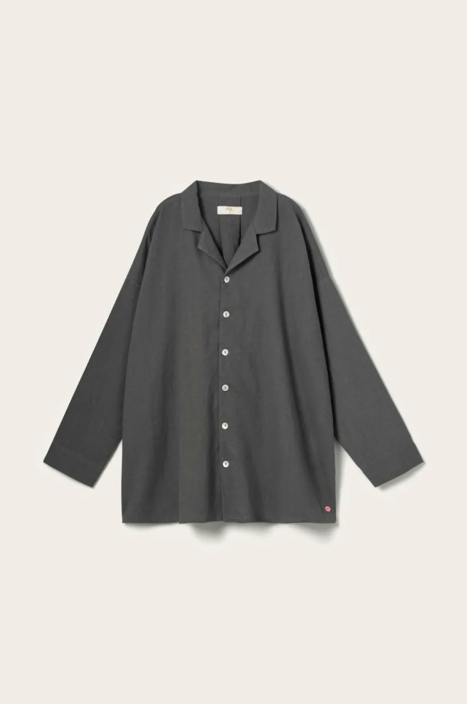 Ellos Home Pysjamasskjorte Long Sleeve Shirt Elly i resirkulert halvlinne