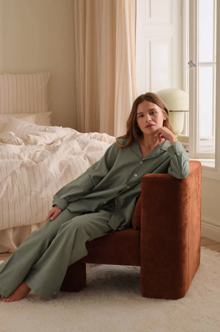 Ellos Home Pysjbukser Pyjama Pant Elly i resirkulert halvlinne