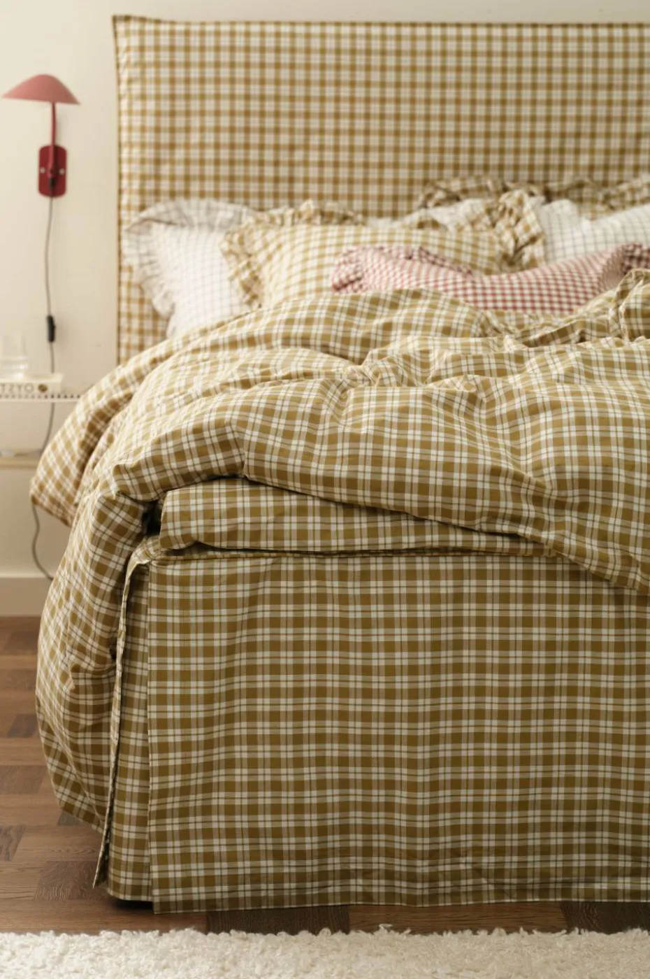 Ellos Home Sengekappe Sonneli Check i bomull høyde 52 cm