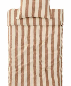 Ellos Home Sengesett Candice Block Stripe i vasket lin, 2 deler