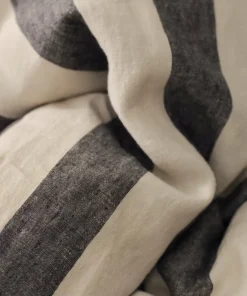 Ellos Home Sengesett Candice Block Stripe i vasket lin, 2 deler
