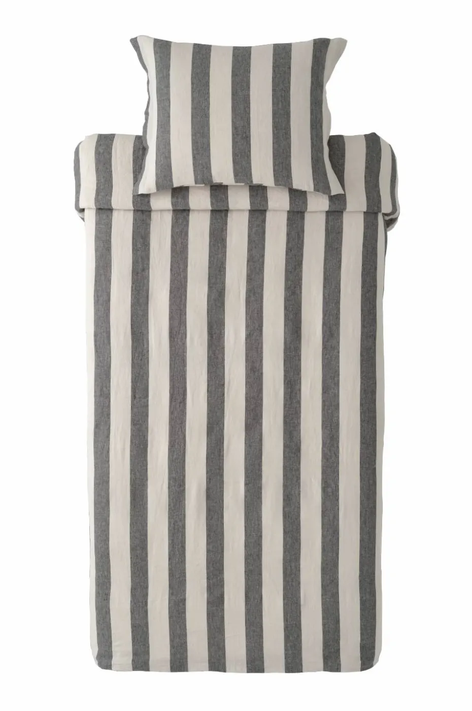 Ellos Home Sengesett Candice Block Stripe i vasket lin, 2 deler