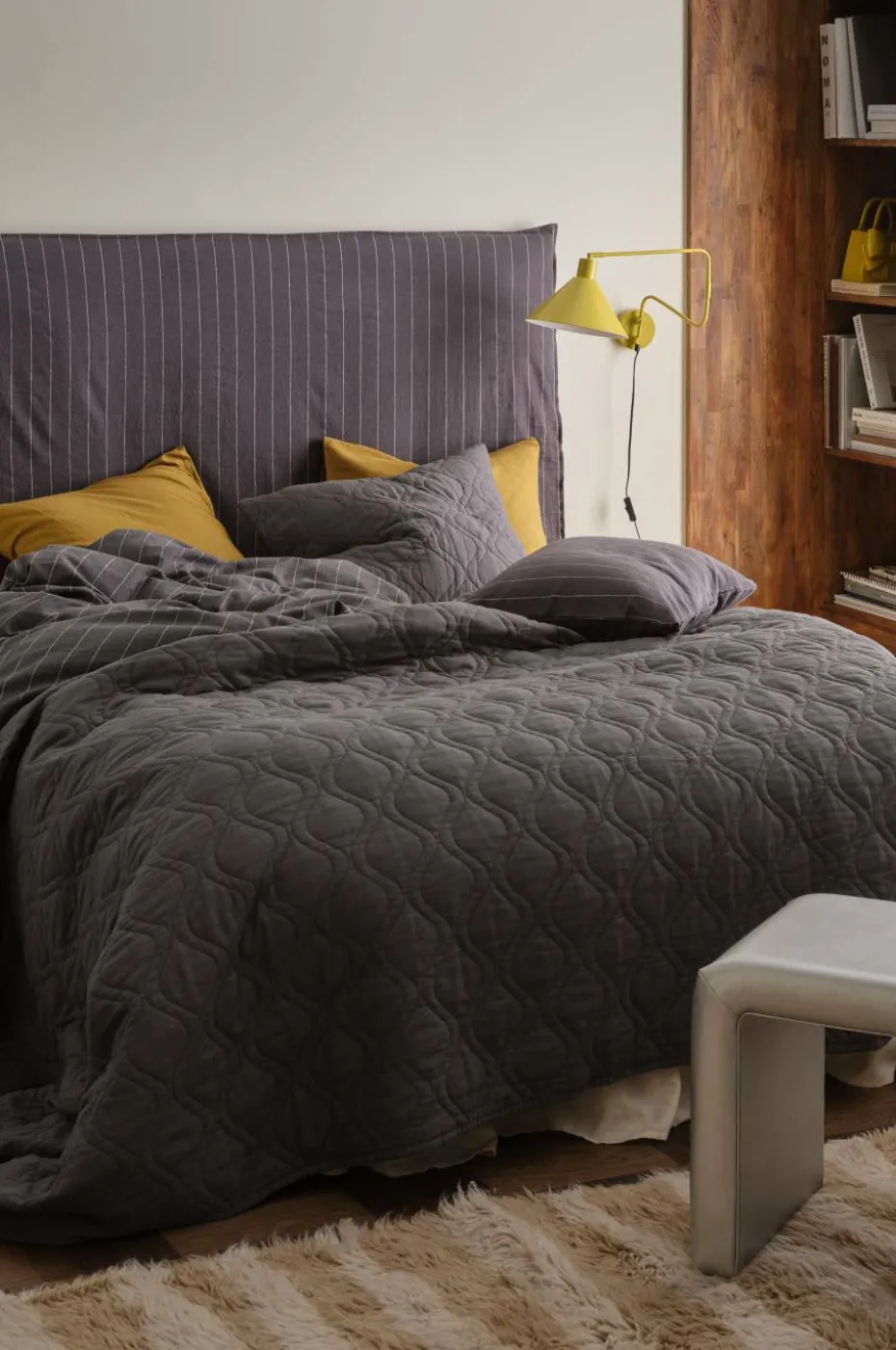 Ellos Home Sengeteppe Elly Quilted i resirkulert halvlinne
