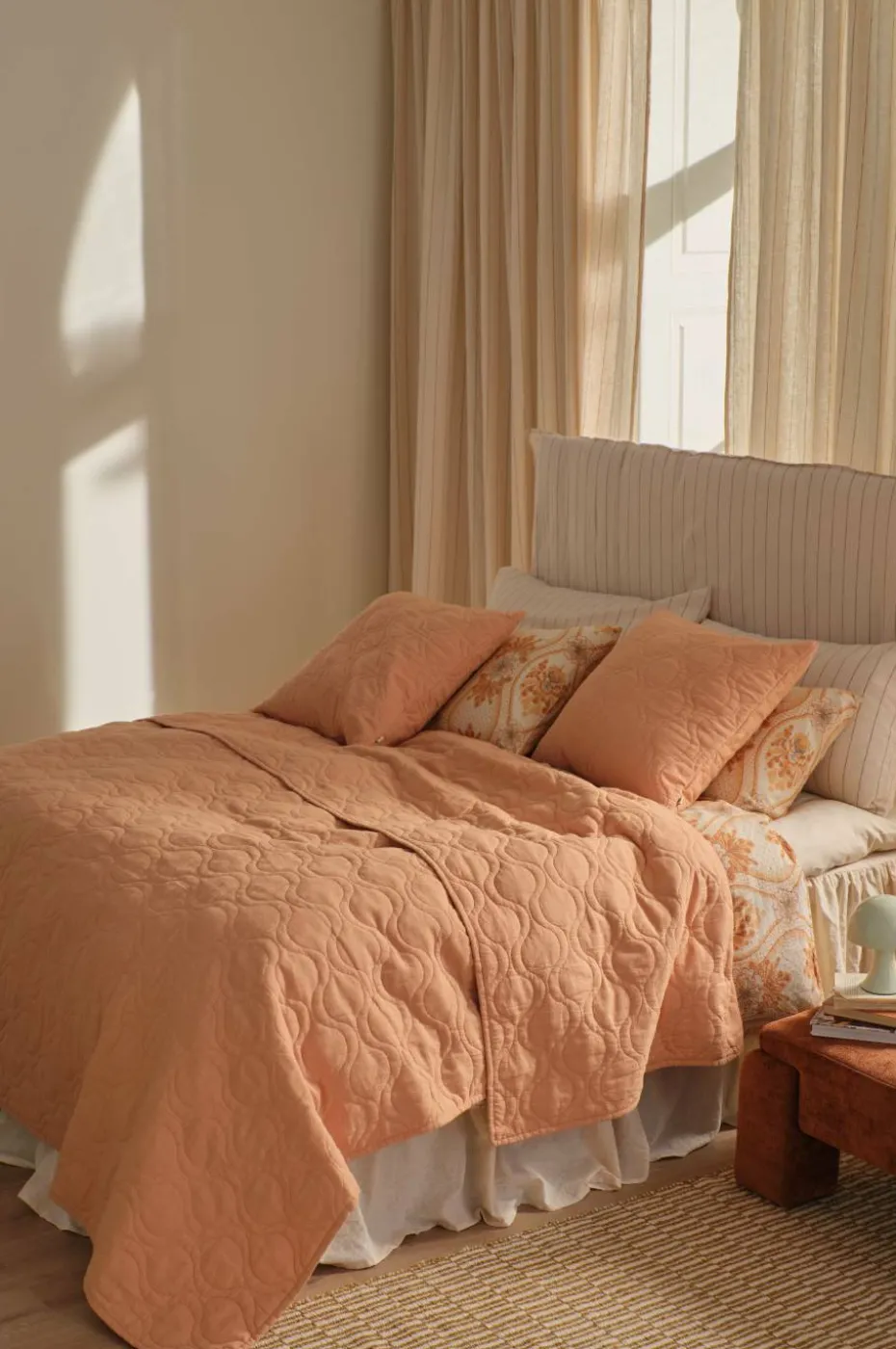 Ellos Home Sengeteppe Elly Quilted i resirkulert halvlinne