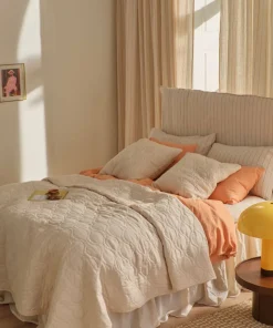 Ellos Home Sengeteppe Elly Quilted i resirkulert halvlinne