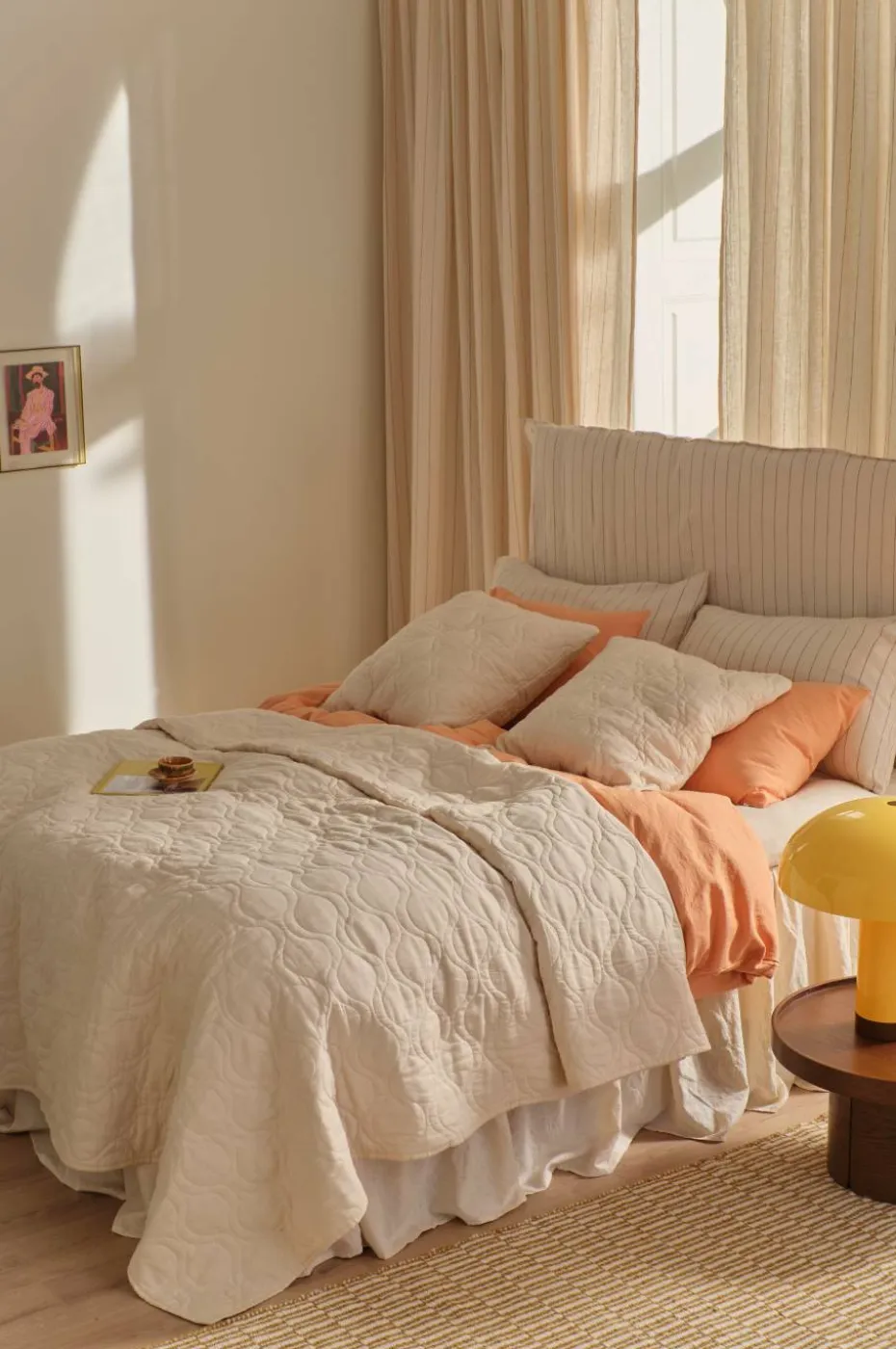 Ellos Home Sengeteppe Elly Quilted i resirkulert halvlinne