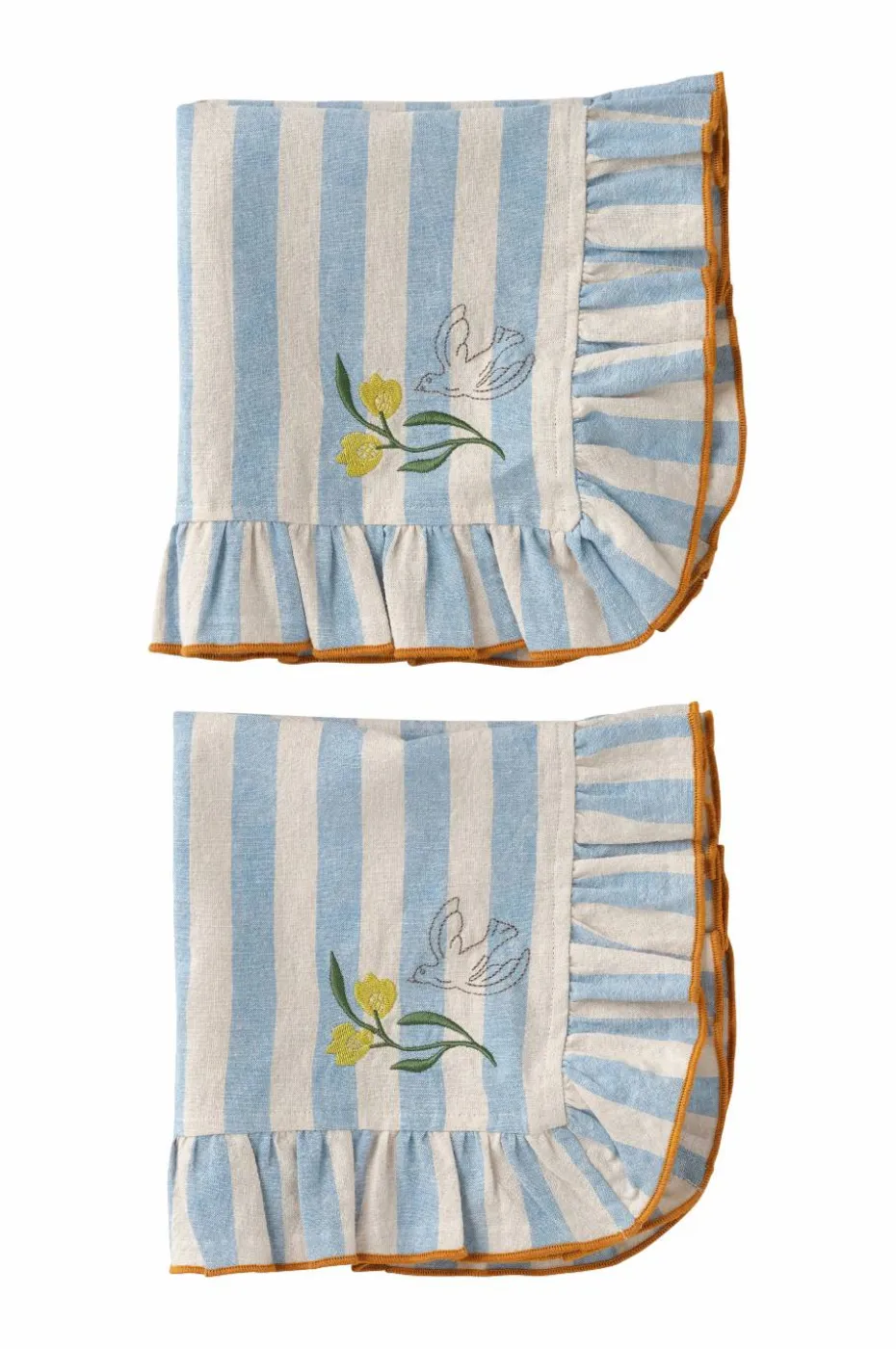Ellos Home Servietter Elly Classic Stripe i resirkulert halvlinne 2-pakning