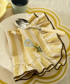 Ellos Home Servietter Elly Classic Stripe i resirkulert halvlinne 2-pakning