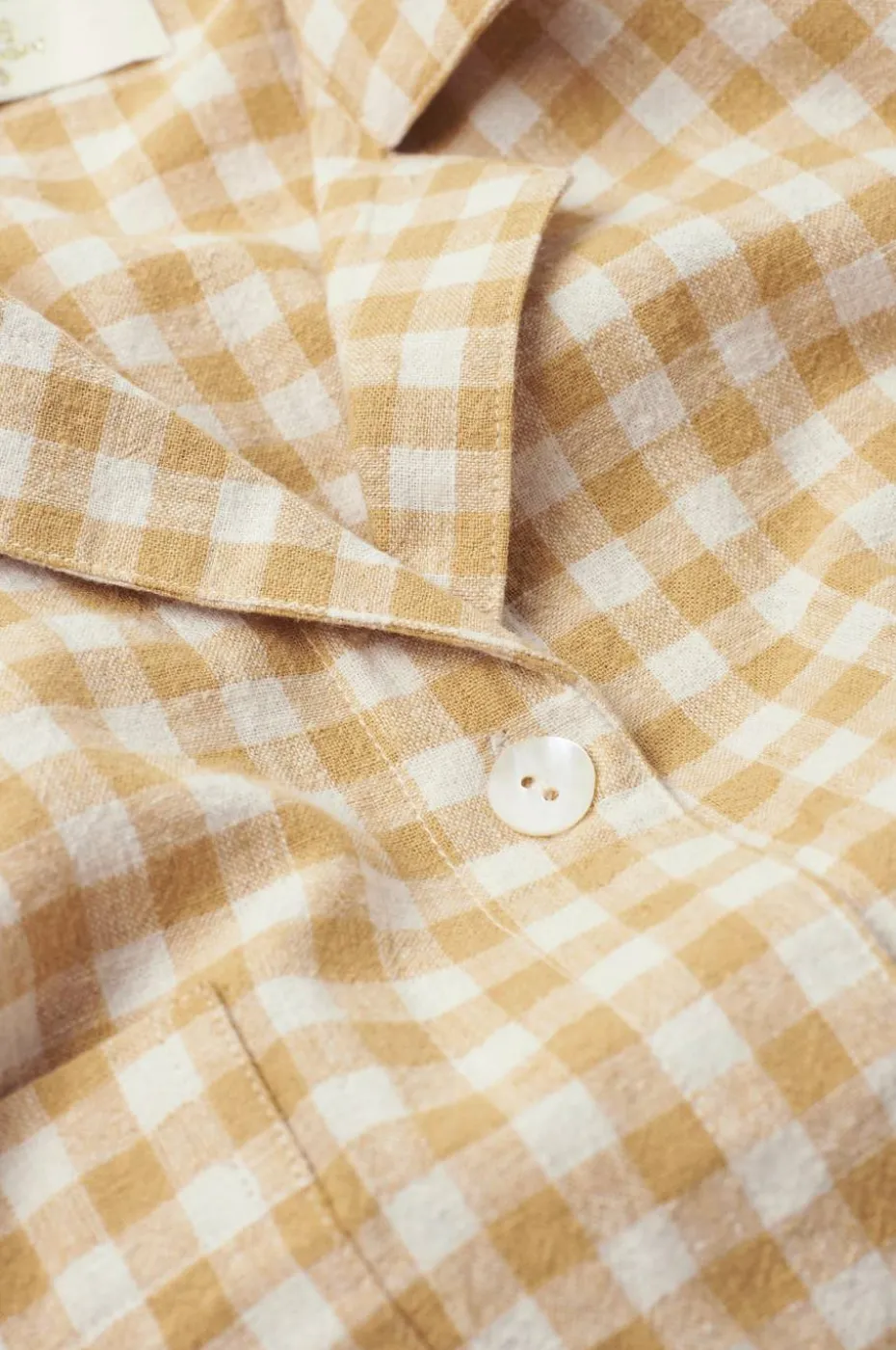 Ellos Home Skjorte Elly Check Camp Collar i resirkulert halvlinne