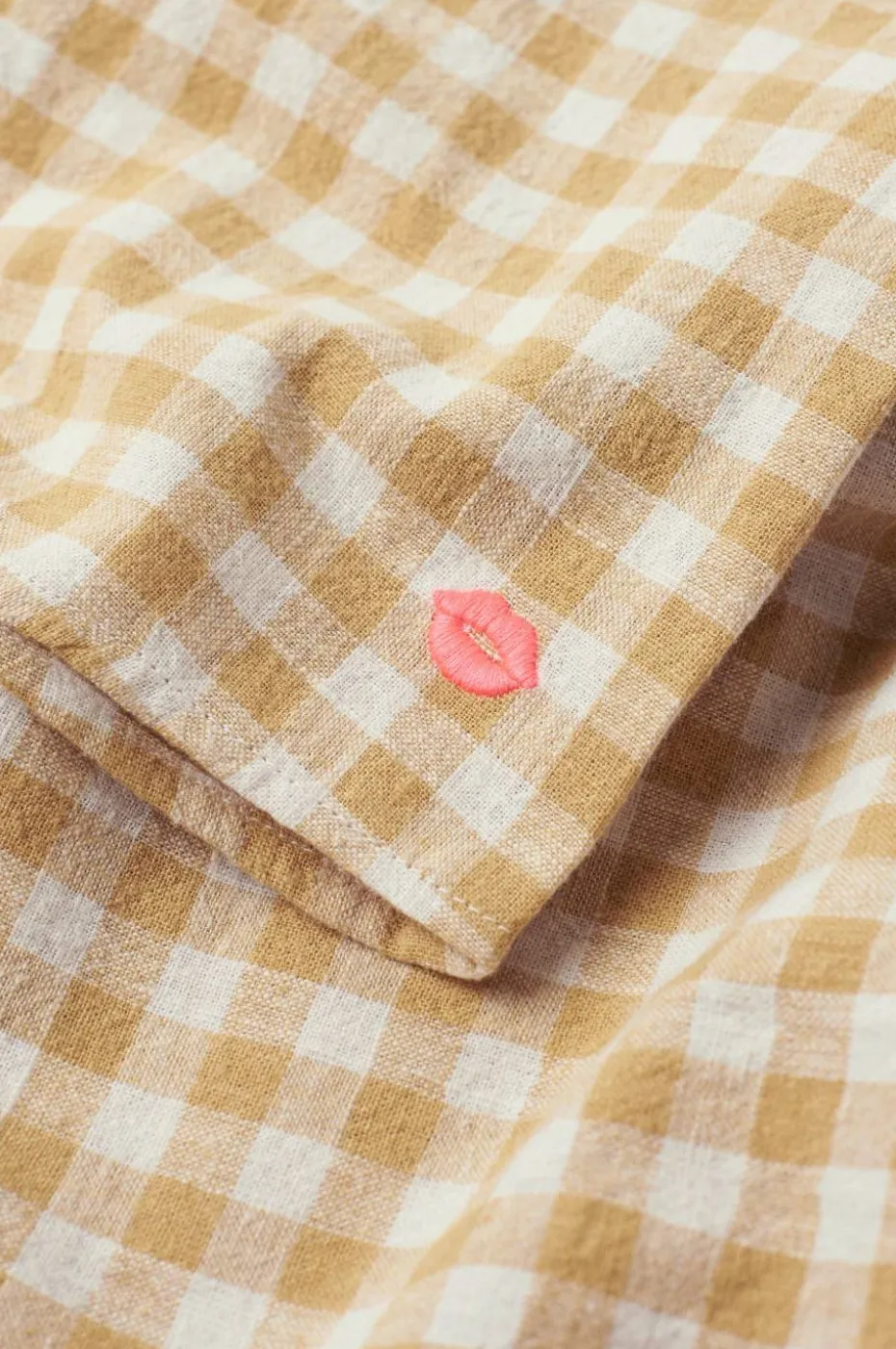 Ellos Home Skjorte Elly Check Camp Collar i resirkulert halvlinne