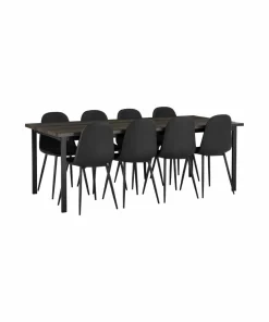 Ellos Home Spisegruppe Ritha med bord 220x100 cm + 8 stoler imitert skinn