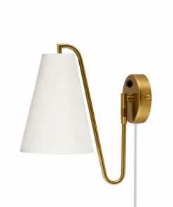 Globen Lighting Vegglampe Lou Hvit bouclé/bronse