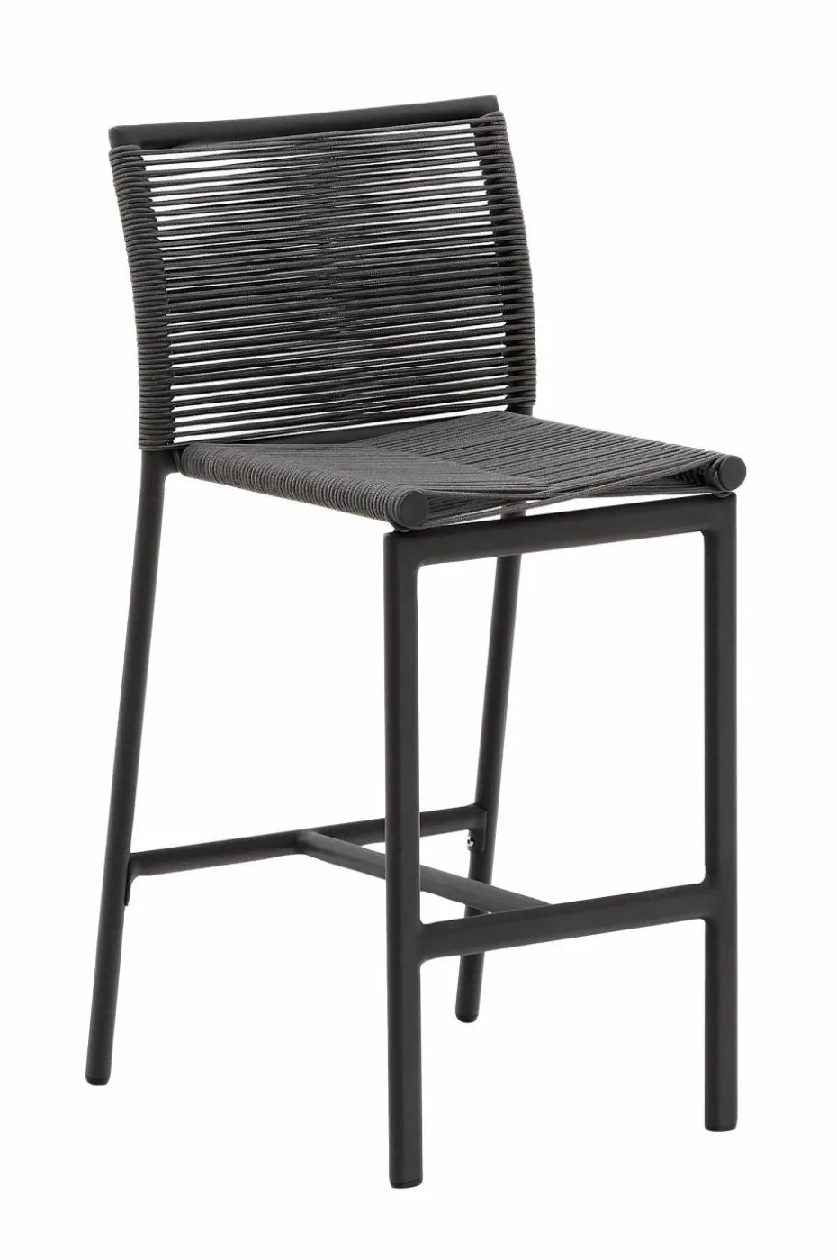Kave Home Culip utendørs krakk laget av tauverk og hvit aluminium, 65 cm