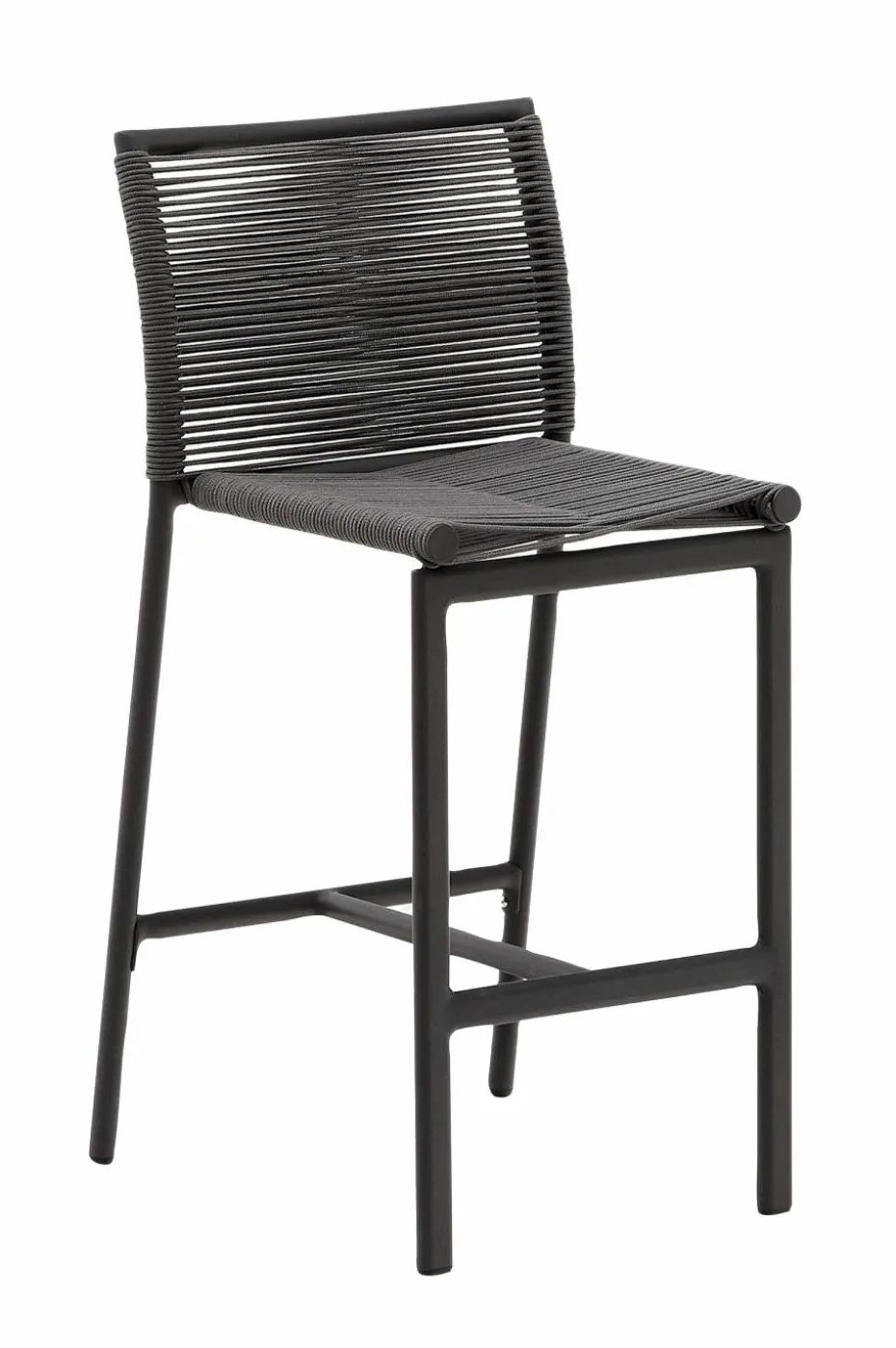Kave Home Culip utendørs krakk laget av tauverk og hvit aluminium, 65 cm