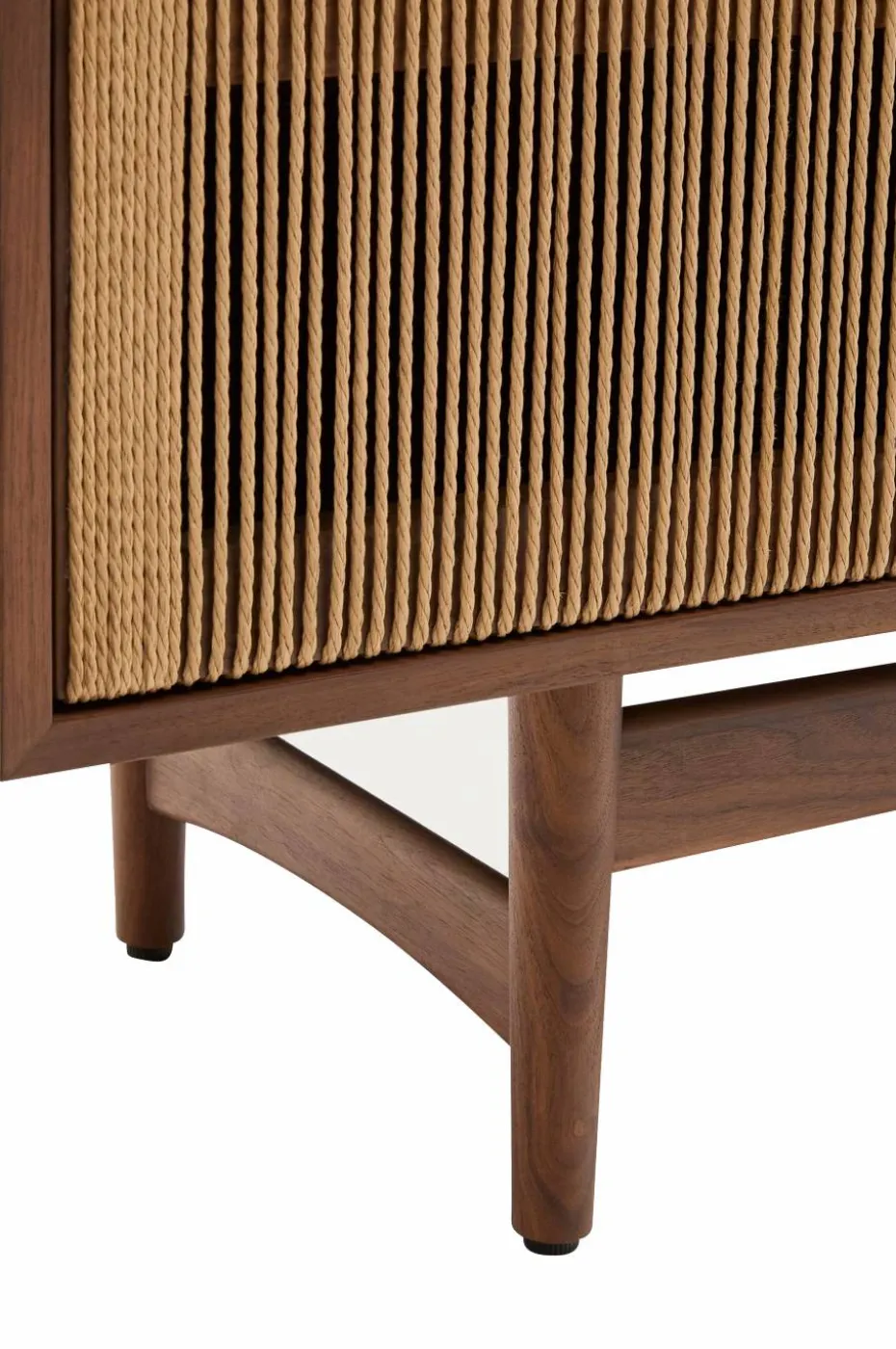 Kave Home Elan Tv skap 3 dører finér og massiv valnøtt og snor 200 x 50 cm Fsc 100% Fsc
