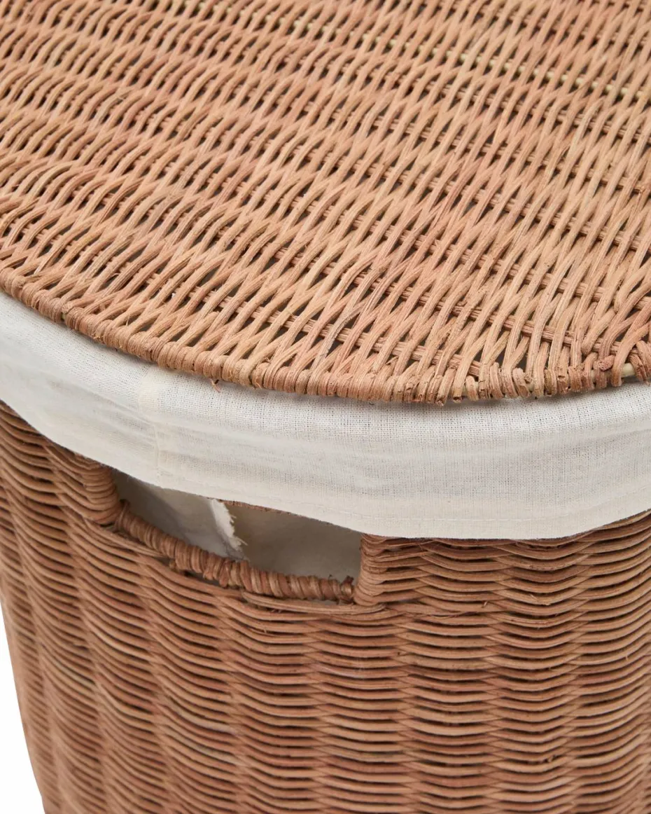 Kave Home Indali sett med 2 rottingkurver, Ø 50 cm / Ø 55 cm