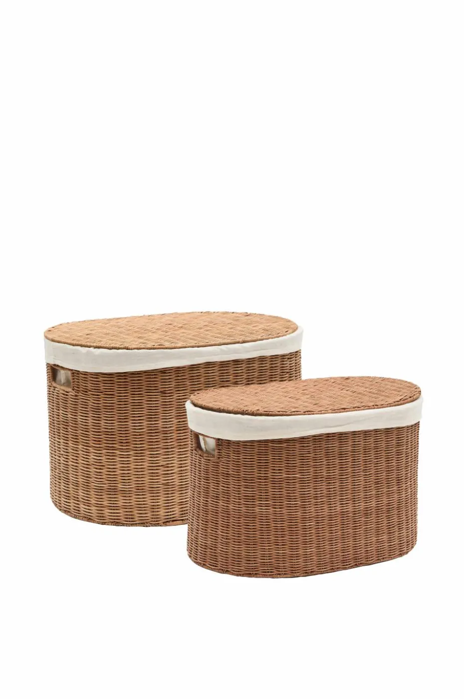Kave Home Indali sett med 2 rottingkurver, Ø 50 cm / Ø 55 cm