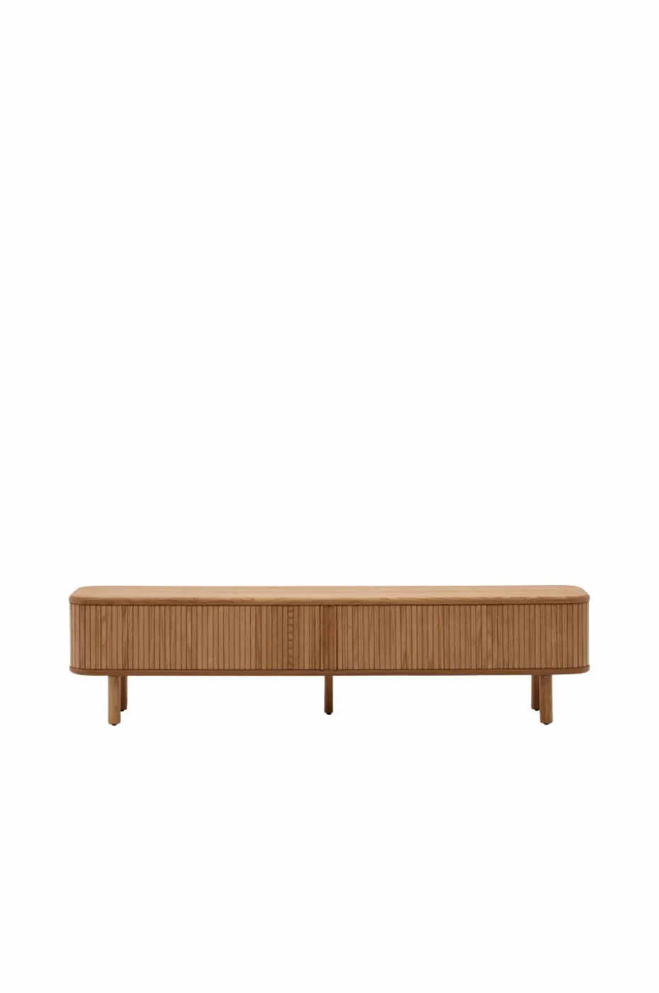 Kave Home Mailen TV-bord med 2 dører i askfinér med mørk finish 200 x 50 cm