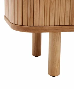 Kave Home Mailen TV-bord med 2 dører i askfinér med mørk finish 200 x 50 cm